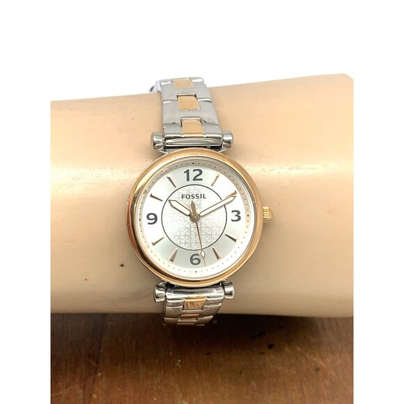Fossil Women\'s Watch ES5201 Quartz Two Tone Silver Rose Gold Steel 28mm main image 10